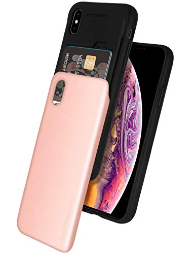 GOOSPERY iPhone Xs Max Case [Sliding Card Holder] Protective Dual Layer Bumper [TPU+PC] Cover with Card Slot Wallet for Apple iPhone Xs Max 2018 6.5 inch (Rose Gold) IPXSMAX-Sky-RGLD