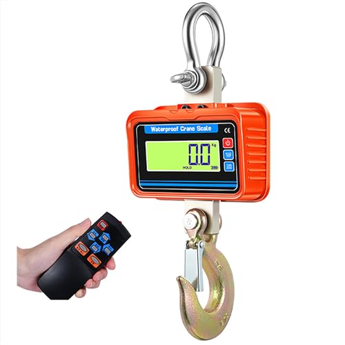 3T Portable Waterproof Crane Scale - Industrial Digital Hanging Scale with LCD Backlight, Unit Change & Zero Function for Construction, Travel, Fishing & Heavy Duty Use