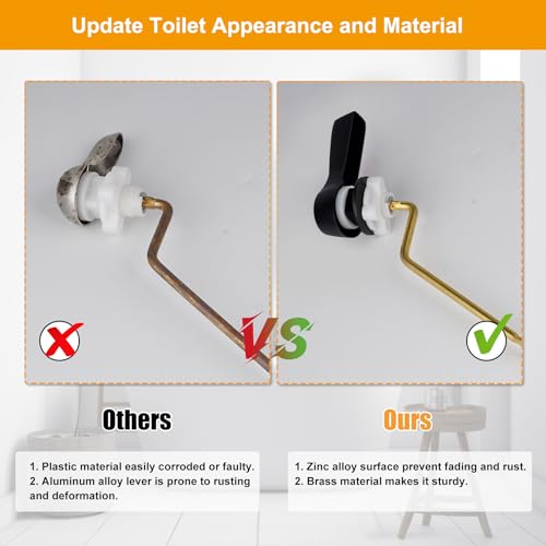 Image of Hibbent Universal Metal Side Mount Toilet Handle Kit, Matte Black | Solid Brass Toilet Flush Tank Lever with Stainless Steel Adjustable Flapper Chains, Side Tank Toilet Handle for Most Toilets