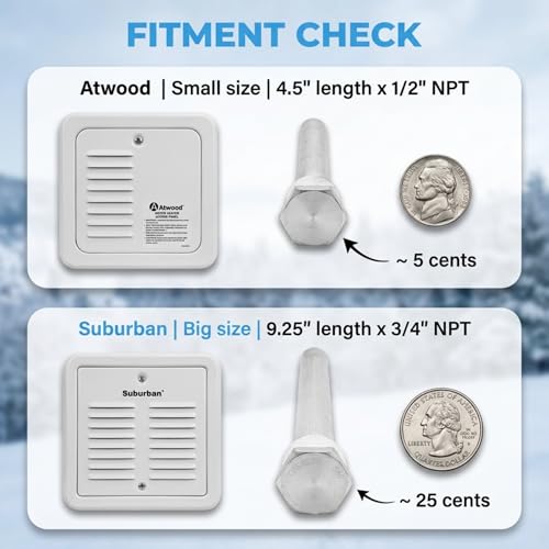 Image of ONENESS 369 RV Water Heater Anode Rod 2-Pack, Black Nut 9.25 inchx3 /4 inch NPT | City water? Choose Black Nut. If it wears >50% in year 1, we exchange it. Fits Suburban 9.25 inchx3 /4 inch NPT heaters.