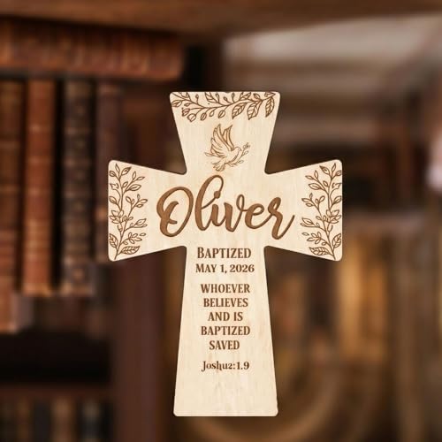 Image of Daty Custom Baby Baptism Gifts for Girls or Boys, Personalized Wooden Cross Wall Decor, Christening Gift, Religious Nursery Decor, Gift from Godparents4