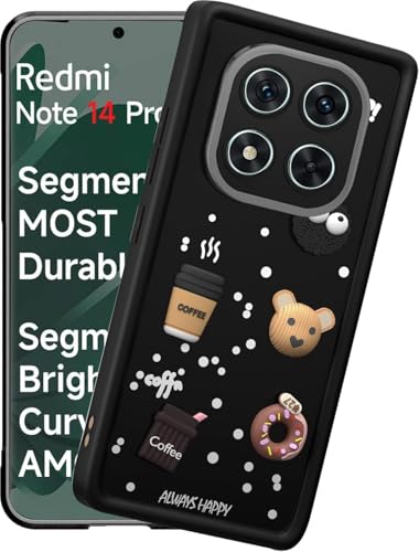 Image of Bintage Cute Fun Taddy| 3D Ball Bear| Donut| Coffee Rubber Case Full Body & Camera Protection Back Cover Compatible for REDMI Note 14 Pro 5G - Black