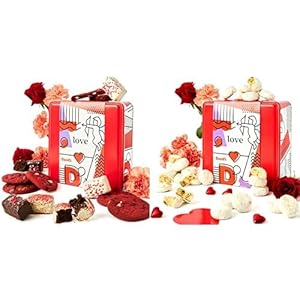 David’s Love & Gourmet Bliss – Love Cookie and Brownie Gift Basket with Red Velvet Cookies & Chocolate-Covered Brownies + Ideal Gift for Everyone – 1Lb Butter Pecan Meltaways with Crunchy Pecans