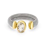 flexibler Armreif mit Bergkristall Sterling Silber 925 / Edelstahl