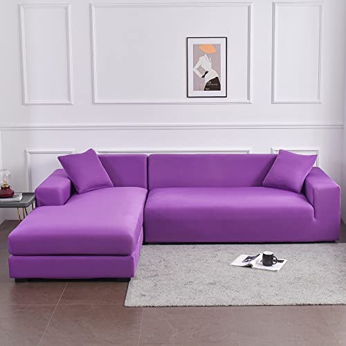 Housse de canapé imperméable élastique pour canapé d'angle violet - 2