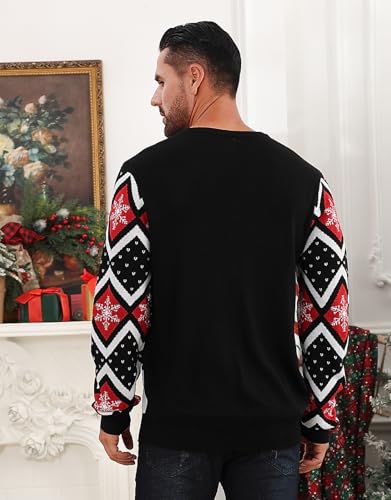 RAISEVERN Mens Ugly Christmas Sweater Funny Xmas Holiday Sweater for Women Winter Patterns Loose Long Sleeve Knit Tops4