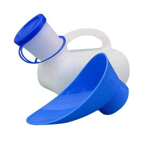 Colinsa 1000ml unisex urinal travel camping portable potty urinal PE material urine bottle, suitable for the elderly, children, men and women, with lid and stopper, plus female urinal