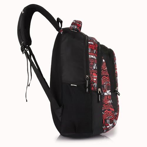 Image of Half Moon School & College Backpack For Boys & Girls (Class 5-12) 15.6 inch Laptop Bag, Bagpack, Casual College Bag & Tuition Daypack, Bags for Men Office Use, Travel Bag for Man, 3-Compartment (Red)