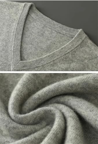 Men Cashmere Sweaters V-Neck Pullover Warm Solid Knitwear Long Sleeve Classic Business Jumper3