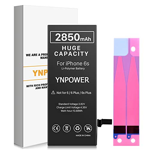 YNPOWER Battery for iPhone 6S, 2850mAh New 0 Cycle Higher Capacity Replacement Battery for iPhone 6S Model A1633 A1688 A1700 (No Tools) 24 Month Warranty