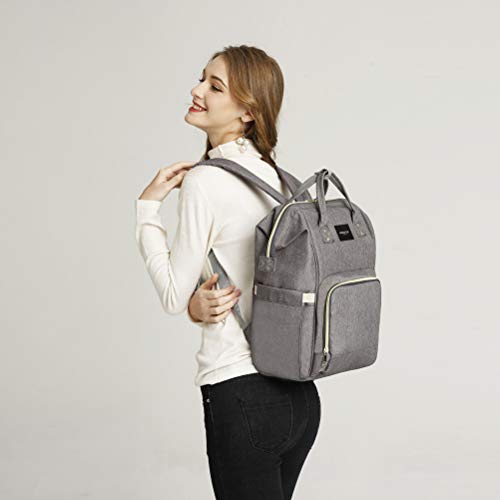 HaloVa Diaper Bag Multi-Function Waterproof Travel Backpack Nappy Bags for Baby Care, Large Capacity, Stylish and Durable, Gray… - Thumbnail 7