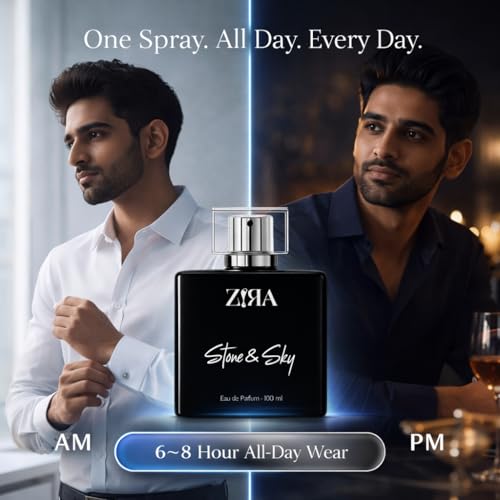 Image of ZIRA Stone & Sky Eau de Parfum - Fruity Citrus Woody Scent for Men & Unisex, Fresh Pineapple & Apple Notes, Premium Long-Lasting Fragrance (100ml)