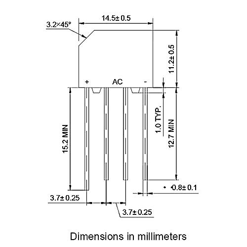 Image of KBP307 Diode Bridge Rectifier KBP307G Single Phase Flat Rectifiers 3A 700V 4 Pin for PCB Boards (20 Pack)