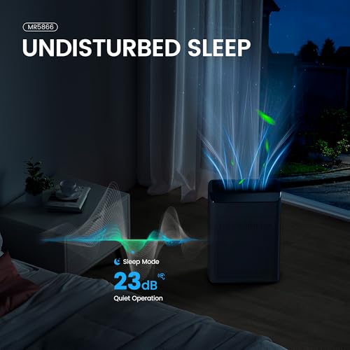 Image of Air Purifiers for Home Large Room up to 1690 ft, HEPA Filter with PM 2.5 Monitor, WiFi and Alexa Compatible, Dual Air Intake for Smoke, Odor, Black