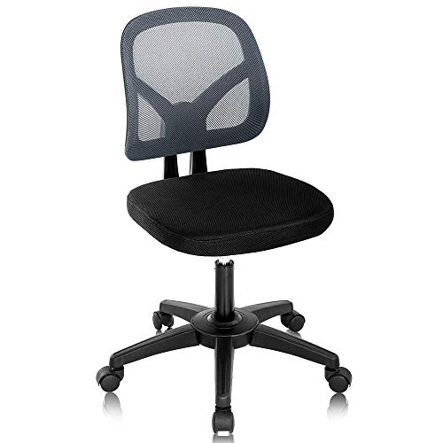 Home Office Chair Computer Chair Mid Back Mesh Chair Height Adjustable Student Chair, Ergonomic Desk Chair Modern Task Chair No Armrest Executive Rolling Swivel Chair with Casters,Grey