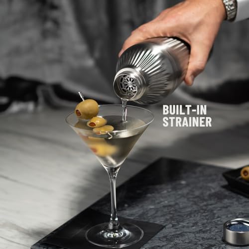 Elevated Craft Diamond Edition Hybrid Cocktail Shaker Set - Premium Vacuum Insulated Stainless Steel, 28 oz, Includes Built-In Strainer, Precise Measuring Top & XL Polishing Cloth - Martini Shaker - Image 6