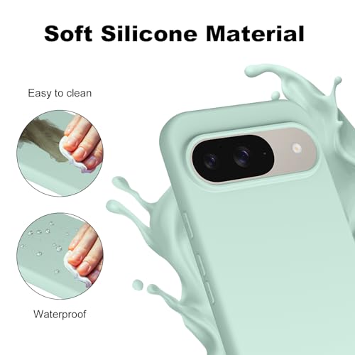 Image of Tobfit Back Cover Case Compatible with Google Pixel 9 /9 Pro, Case Cover Rugged Flexible Durable Anti-Slip Silicone Protection Shockproof Google Pixel 9 /9 Pro Back Cover (Cyan)