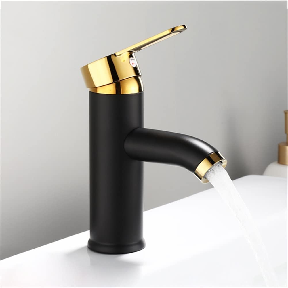 Mitigeur de cuisine bi-matière noir et laiton pour eau chaude froide