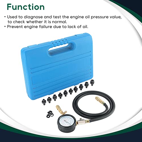 ATPEAM Öldruckmessgerät Set, Universelle Öldruckanzeige mit Manometer 0–10 Bar, Öldruckprüfer für Auto, Motorrad, LKW und Traktor