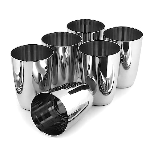 Image of Ajay's Shoppe Stainless Steel Water Glass Set | Heavy Gauge, Unbreakable & Rust-Free Steel Glasses for Drinking Water, Juice & Cold Beverages (Set of 6)