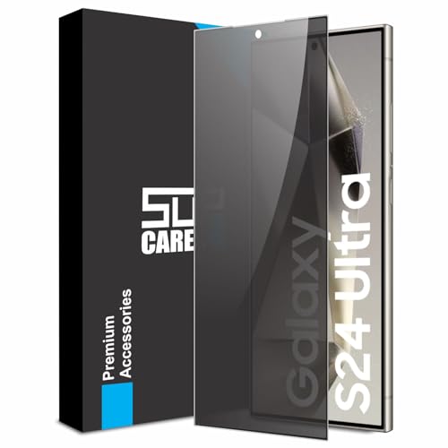 Image of SupCares Privacy Tempered Glass for Samsung Galaxy S24 Ultra (6.8 Inch) With Installation Kit | Military-Grade Gorilla Screen Protector | Edge to Edge Coverage | Black