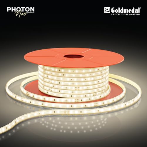 Image of Goldmedal Photon Neo 45 Meter LED Rope Light with 10W per Meter | 120 LEDs | Decorative Rope Lighting for Home, Hall, Bedroom, Outdoor & Indoor | Strip Light for All Festivals| Warm White(3000K)