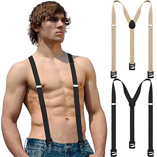 2 Pcs Hidden Suspenders for Men Heavy Duty Under Clothes Hiking Undergarment Suspender for Winter Untucked Men Outdoor Hiking