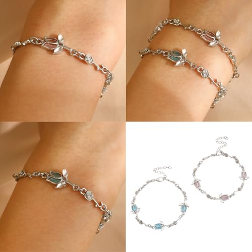 Adjustable Alloy Flower Flower Bracelet Versatile Flower Crystal Embellished Bracelet Charm for Weddings and Dates2