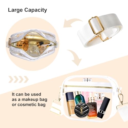Image of Fibrdoo Clear Bag Stadium Approved, Leather Clear Crossbody Purse Bag for Concerts Sports Events Festivals