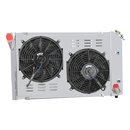 OzCoolingParts 3 Row Core Aluminum Radiator + 2 x 12" Fan w/Shroud + Thermostat/Relay Wire Kit for 1977-1982 78 79 80 81 Chevy Corvette C3 350ci 5.7L/5.0L V8 Engine