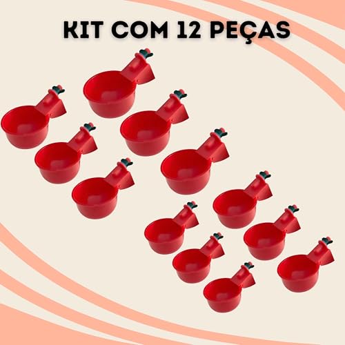 Kit 12 Bebedouro Para Aves Controle Automatico Nivel de Agua Ideal Para Galinheiro Fazenda Gaiola (K