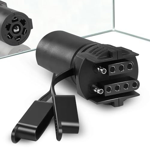 Jiomrzo 7 to 4 & 5 Pin Trailer Light AdapterConvenient 2-in-1 Design Trailer Plug Adapter Upgraded Weatherproof 7 Way to 4 Way & 5Way Trailer Connector for RV Truck Utility Tow Hitch Boat