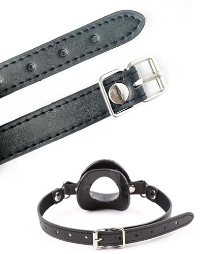 Image of Leather Restraints Ball Mouth Plug Silicone Bondage Ball Gag Open Mouth Gag Ball Gag Black Lips BDSM Toys Adjustable Strap Adult Toys Silicone Restraint Slave SM Game for Lover Couple(BO1)