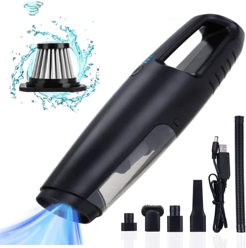 DECMAY Aspirateur à main avec filtre Hepa Batterie 7000PA 120W/2200mAh Filtre lavable sans sac Réduction du bruit Humide & sec Pour voiture et maison Tapis poils d'animaux Noir Cover