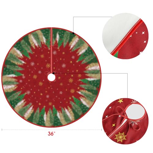 Avoin Colorlife TREESKIRT-CHRISTMAS-891-028RE Christmas Star Snowflake Red Christmas Tree Skirt 36 Inch thumb #5