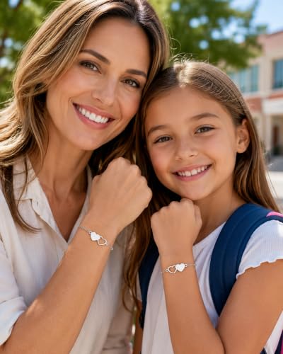 Image of Mother Daughter Bracelets Set for 2 Matching Heart Bracelets for Mother and Daughter to My Mom Bracelet Birthday Mothers Day Gifts for Mom Daughters