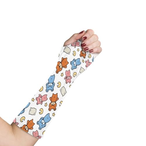 LJMKZJN Cute Cartoon Bear Print Arm Cast Cover Elastic Cast Sleeve Arm Decorative Cast Cover Removable Washable Arm Cast Protector