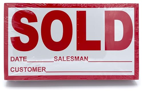 Image of Sold Stickers - Red (100 per Pack) - Vehicle Sales Success Vinyl Sticker - Dealership Standard