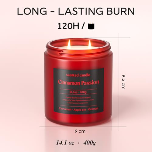 Image of CHILLFLAME Cinnamon Candle, 14.1 oz Fall Candles for Home, 2 Wicks Blended Scents Scented Candles for Women and Men, Birthday Gifts for Women (Cinnamon+Apple Pie+Orange)