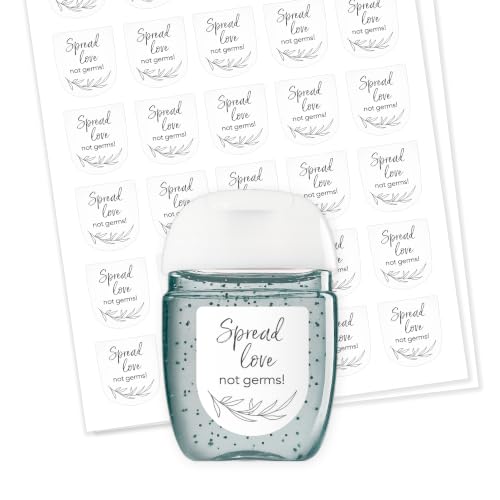 60 Pack 1 oz Mini Hand Sanitizer Labels for Wedding Favors â âSpread Love Not Germsâ Floral Garden Stickers, High Gloss Bridal Shower, Bachelorette, Engagement & Couples Party Favors (Rose) (Minimal)
