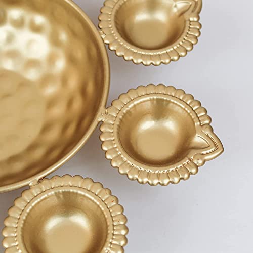 Optima-Traders-12-Inches-Metal-Urli-Bowl-for-Water-Floating-Flowers-and-Tealight-Candle-Holder-for-Festival-Vastu-Pooja-and-Home-Decoration-10-Diyas