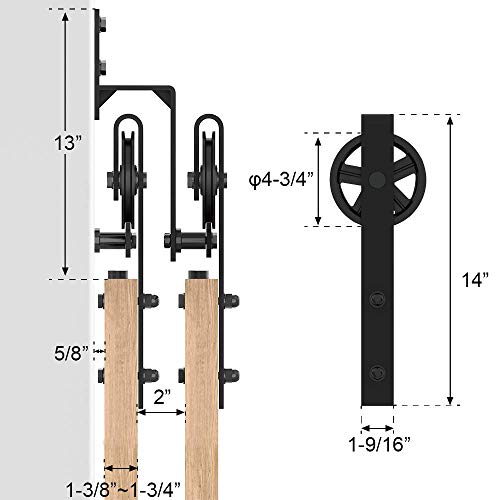 ZEKOO 12 FT Four Doors Double Track Bypass Sliding Barn Door Hardware Kit (12 FT Bypass 4 Doors Hardware Kit)