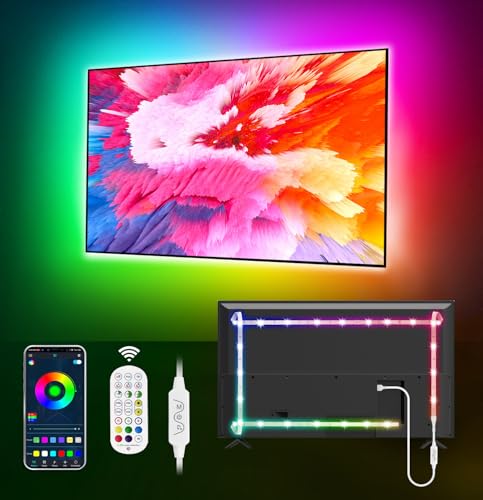 Daymeet TV Led Lights, 4M Led Strips Lights for TV Backlight RGB Color Changing Backlights for 32-75in TV, Sync with Music Bluetooth APP Control,Dreamcolor USB Strip Lights for Bedroom Room