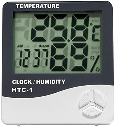 glueckind Clock with Indoor Temperature and Humidity,Self-Setting Digital Wall Clock or Desk Clock,Battery Operated Alarm Days Digital Clock Large Display for Seniors