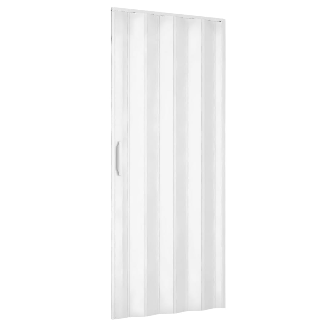 Porta a Soffietto in PVC Rigido Atossico - Kit Completo per Montaggio Fai da Te, Porta Scorrevole Interna, Guida Superiore e Maniglia, Riducibile in Altezza e Lunghezza, Reversibile, Bianca 84x215 cm.