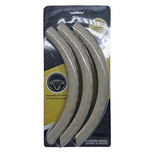 PICKSHI ハンドルカバー かっこいい ステアリングカバー 車内インテリア 滑らない テクスチャ 幅広い車種で使用可能 超薄型S ・M・Ｌサイズ、O型 Ｄ型 取付簡単 軽自動車、普通車、軽トラック汎用 (クリーム色)