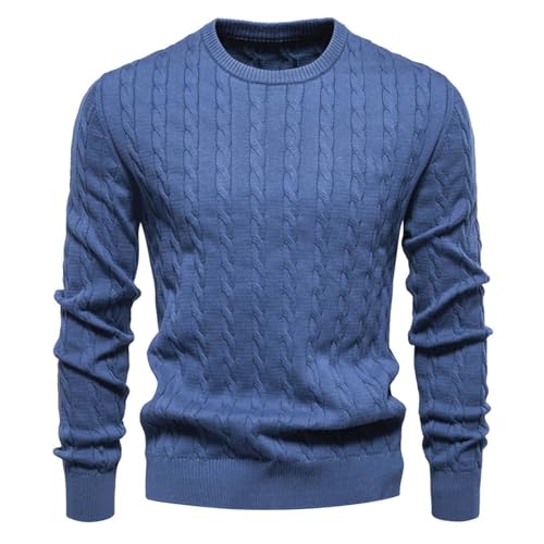 Mens 2025 Fall Winter Sweater Slim Fit Cable Knit Casual Pullover Lightweight Ribbed Long Sleeve Crew Neck Sweaters