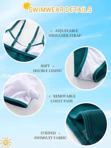 Image of Girl's 2 Piece Swimsuit Solid Spaghetti Strap Bikini Sets Beach Bathing Suit Swimwear for Teen Kids