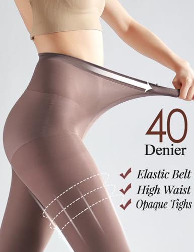 Image of 7 Colors 2 Pairs Women's 40 Denier Semi Opaque Tights, Nylon Black Tights for Women