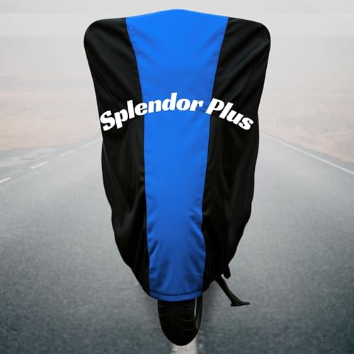 Image of Motorcycle Bike Body Cover for Outdoor Use - Heavy Fabric Water Resistant Two Wheeler Cover with UV, Dust & Rain Protection Compatible for Splendor Plus